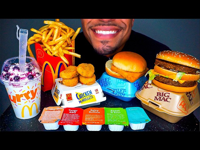 ASMR MCDONALD'S CHICKEN NUGGETS MUKBANG OREO MCFLURRY FILLET FISH BIG MAC FRIES EATING SHOW SOUNDS