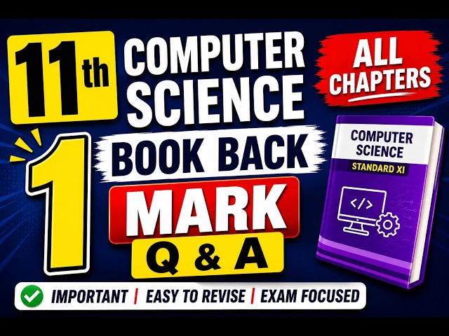 11th Std Computer Science Full Book Back | One Mark Questions & Answers | Tamil | C++