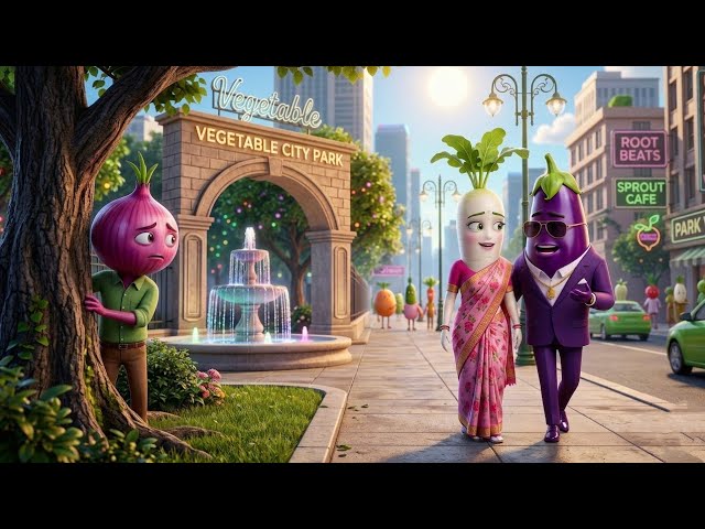 Radish left the poor onion and went with the rich brinjal. Vegetable Cartoon Story | Sabji Cartoo...