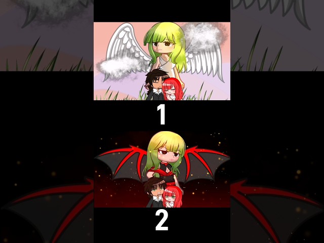 1 VS 2 😇😈💔 #gacha #gachaedit #love #angel #devil #1vs2