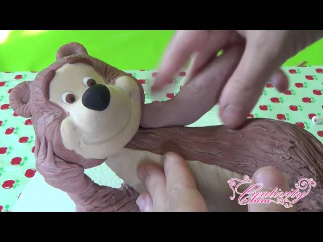 Tutorial masha and the bear cake topper masha e l'orso torte pasta zucchero fondant porcelana fria