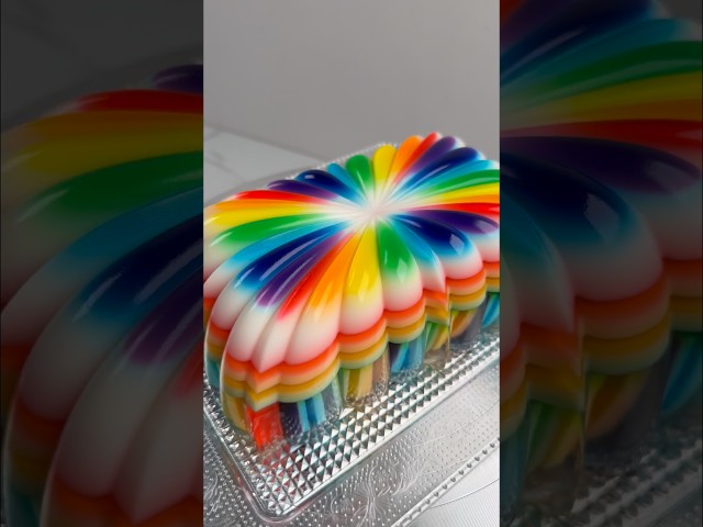 let’s make rainbow jelly cake 🌈🌈🌈 #asmr #dessert #jelly #sweet #jellycake