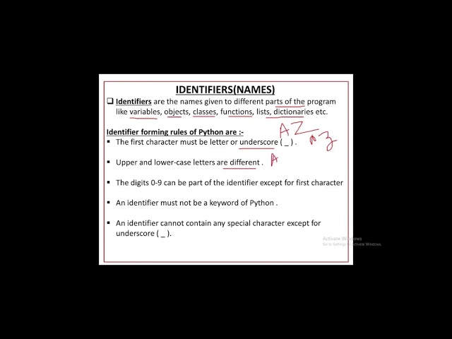 Python Identifiers | Identifiers in Python in Hindi | Python Identifiers in Hindi #python #exam