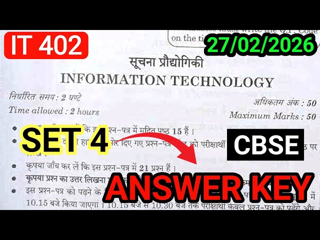 IT class 10 code 402 question paper answers key | Cbse board exam 2026 | Information technology