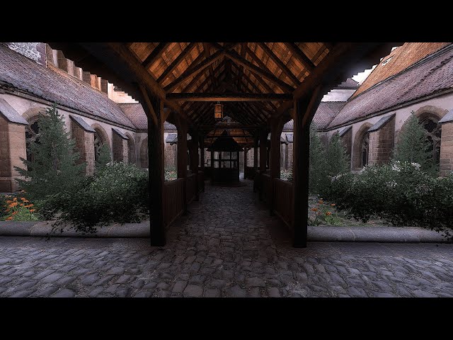 Relaxing Monastery Morning Ambience | Courtyard Sounds & Light Music [12 Min, Sunrise]