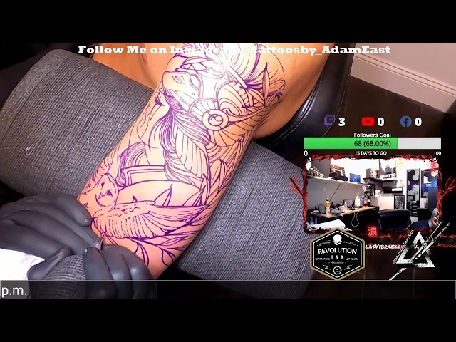 Live Tattoo  & Chatting:Black and Grey Athena Goddess Half-Sleeve