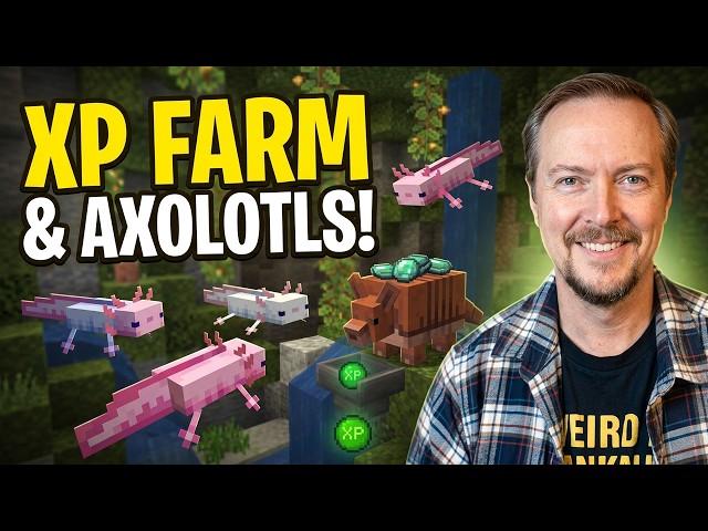 Minecraft Anew 50: Building an Armadillo XP Farm & Axolotl Battles!