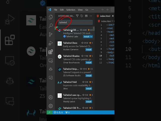 extensión tailwind css #css #tailwindcss #tailwind #html #vscode #reactjs #frontend #programming