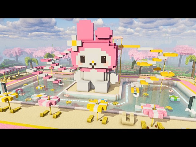 Building the CUTEST My Melody Water Park Ever in Minecraft