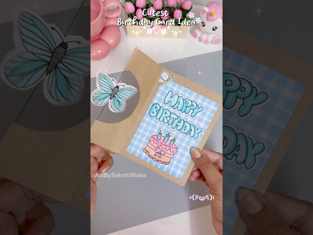 Cute DIY Birthday Card ✨🦋💞 #diy #craft #birthdaycard #greetingcard
