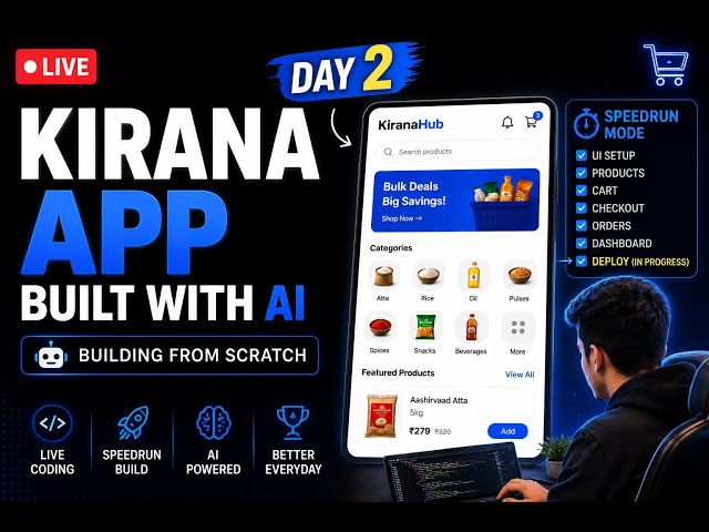 Building a Complete Kirana E-Commerce App with AI Day 2 🚀 | Live Coding