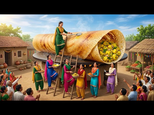 200-Foot Giant Dosa Village Party! 🍳🔥😍 Dosa Festival In The Village #Dosa #cooking #villageVlog