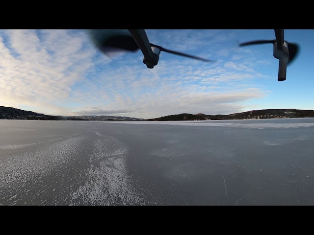 Norwegian little fjord frozen. Sandebukt in Norway. 360 - VR