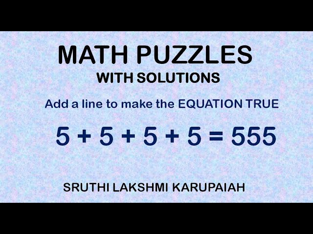 Math Puzzles - Part 7 | How to Solve Math Puzzles | Math Puzzles with Answers | Sruthi Lakshmi Karu