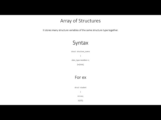Array of Structures in c