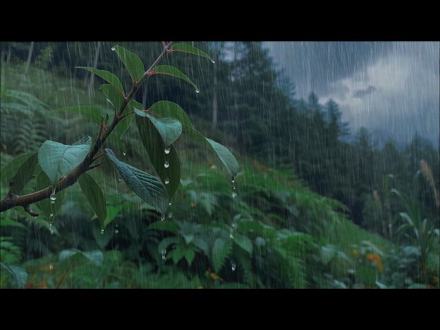 Feel Calm & Fall Asleep with Soft Rain Sounds on the Mountain Slope