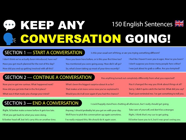Fluent English: 150 Sentences to Start, Continue & End ANY Conversation!
