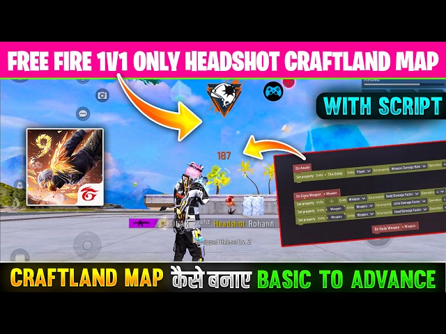 Create Free Fire 1v1 Only Headshot Craftland Map | FF Unlimited Gloo Wall Craftland Map Kaise Banaye
