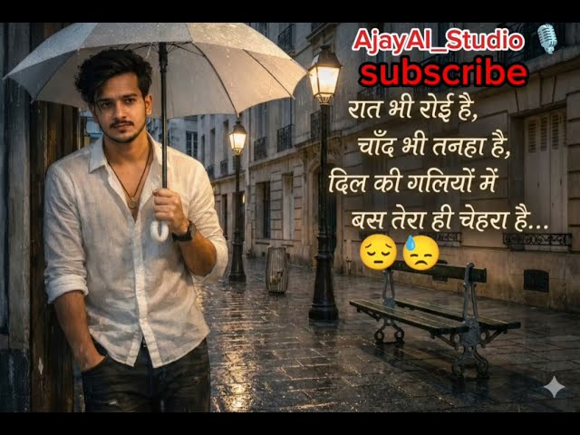 रात भी रोई है, चाँद भी तन्हा है... 😔 | Heart Touching Sad AI Song | Ajay AI Studio#ai #song 