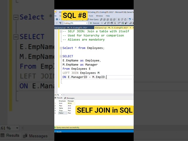SQL | SELF JOIN in SQL | #sql #sqlqueries  #coding #databaseconcepts #dataanlysis  #programming