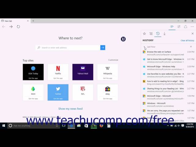 Windows 10 Tutorial Manage Browser History in the Hub Microsoft Training