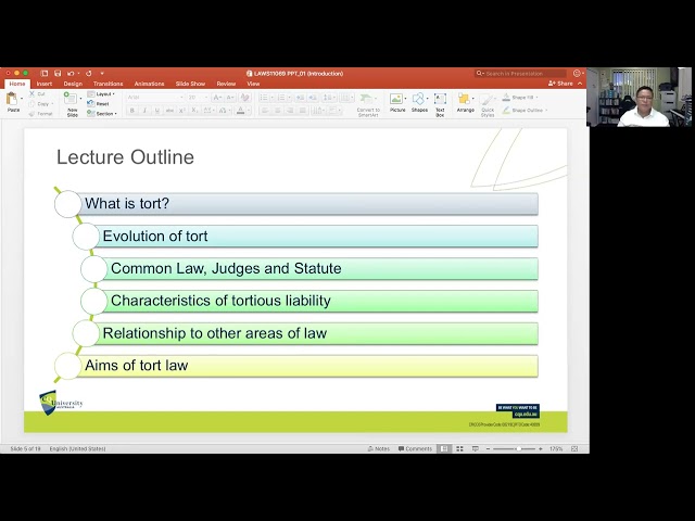 The Law of Torts: An Introduction (Lecture 1: LAWS11069)