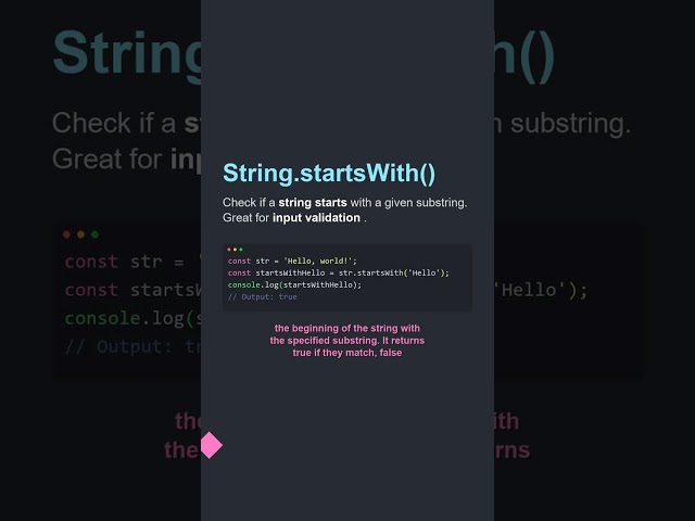 🔥 String.startsWith() in JavaScript | Pro Tip #Shorts