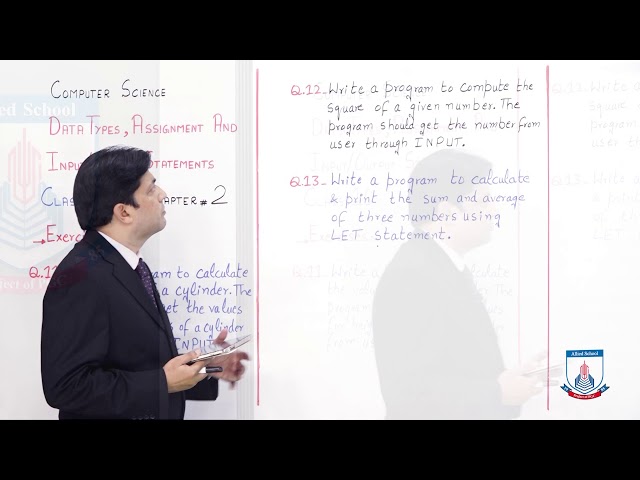 Class 10 - Computer Studies - Chapter 2 - Lecture 18 Exercises: 11, 12 & 13 - Allied Schools