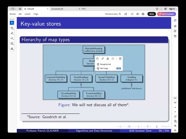 Algorithms and Data Structures: 9th lecture (maps and hash tables)