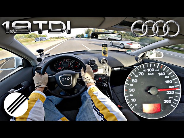 Audi A3 1.9 TDI 105HP TOP SPEED DRIVE ON GERMAN AUTOBAHN 🏎