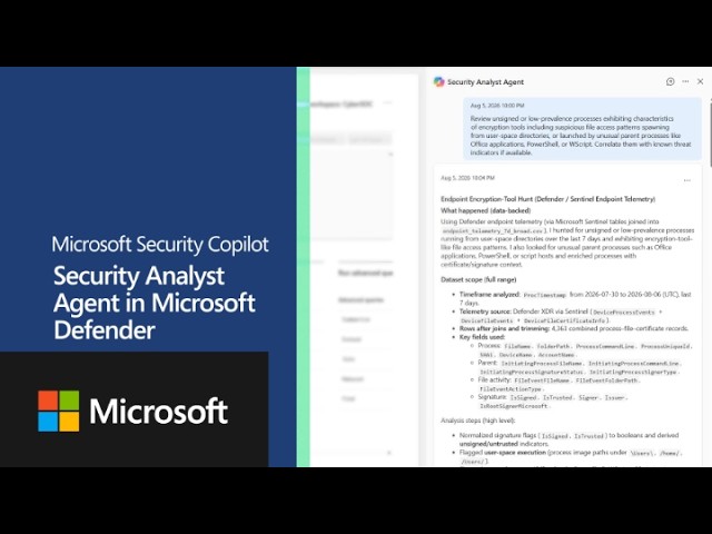 Microsoft Security Copilot | Security Analyst Agent in Microsoft Defender