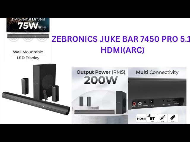ZEBRONICS JUKE BAR 7450 PRO 5.1,HDMI(ARC), Sound Bar | unboxing