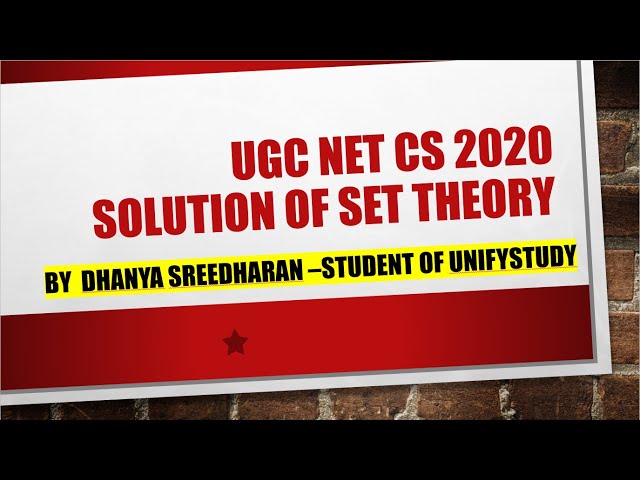 NTA UGC NET CS Solution of Set Theory Q . NO 1 | by Dhanya Sreedharan - Student of UnifyStudy