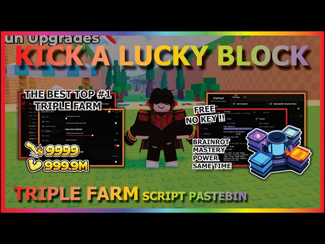 KICK A LUCKY BLOCK Script Pastebin 2026 AUTO FARM, AUTO MASTERY, SUMMON WEATHER, GODMODE (NO KEY) 🦵
