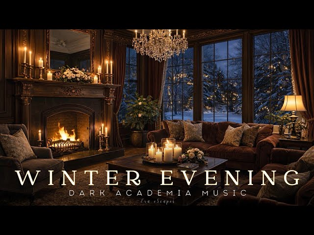 Cozy Winter Evening | Dark Academia Piano Music & Cozy Fireplace Ambience for Reading, Study & Sleep