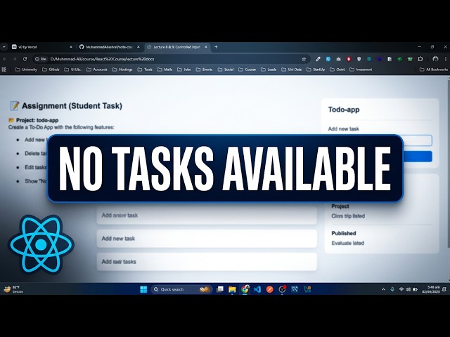 Controlled Inputs, Forms & To-Do App Project | React JS Full Course