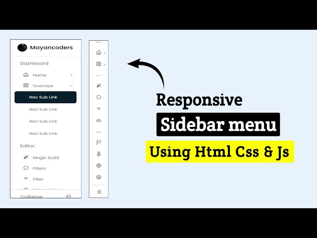 Responsive Sidebar Menu for Beginners | HTML CSS JS | Mayancoders