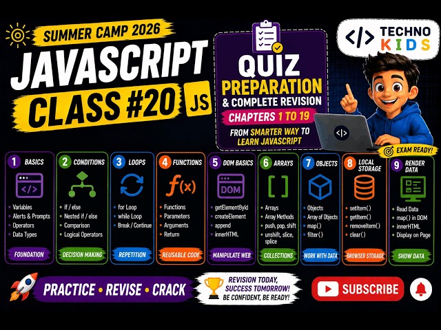 JavaScript Quiz Preparation | Complete Revision from Smarter Way to Learn JavaScript | Chapters 1–19