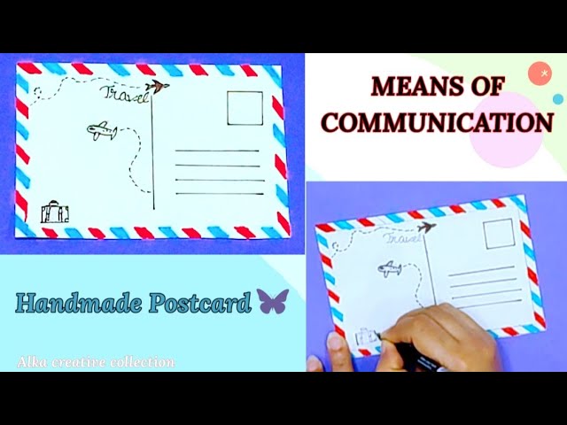 Easy Postcard making /how to make a postcard / DIY school project /means of communication
