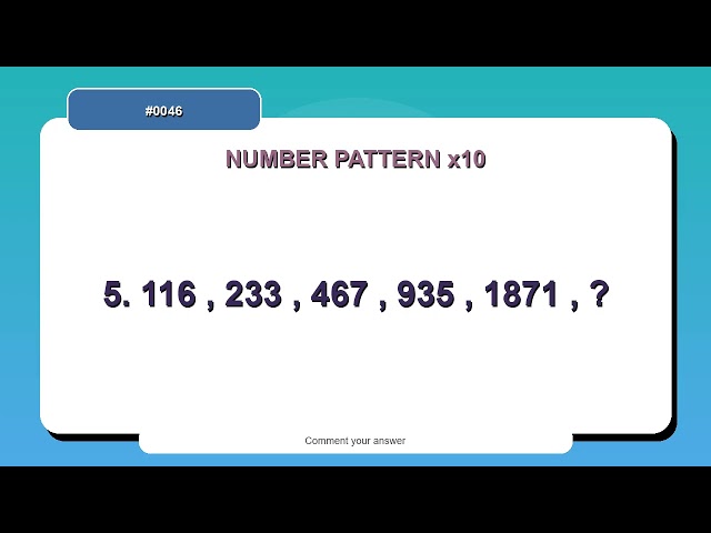 Number Pattern Challenge #0046 | 10 Number Pattern Practice Questions