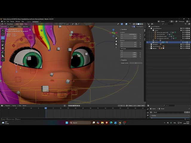 how I pose Sunny in Blender in my own way (lil tutorial)