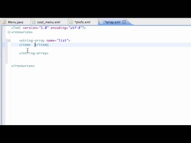 Android Developing Applications Tutorial   55   Setting up a String array resource