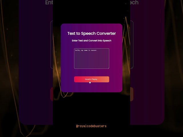 Make Your Own Text to Audio Converter for FREE Using HTML CSS & JS! #htmlcssjavascript #javascript