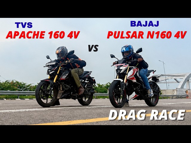 Pulsar N160 4V SS vs Apache 1604V Drag Race