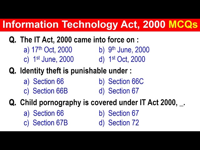 Information Technology Act 2000 | IT Act 2000 MCQs