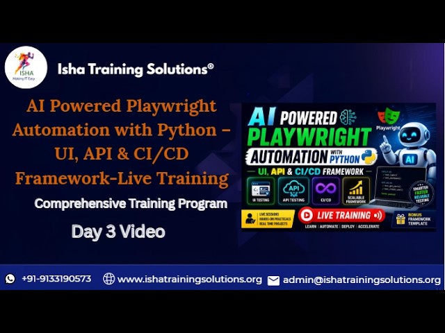 Playwright Automation with Python Day 3Video on 7th July 2026.Call/WhatsApp on 9133190573 to Enroll