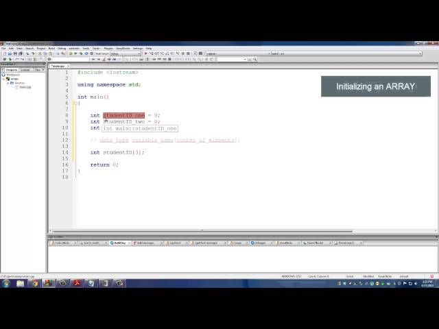 C++ Programming Tutorials: 14 - Arrays (Declaring and Initializing)