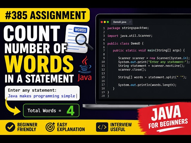 385. Assignment - Counting number of words in statements in Java (Selenium Java 2026)
