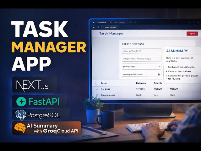 Task Manager App using Fast API, Next.js, Post GRE SQL, GroqCloud API