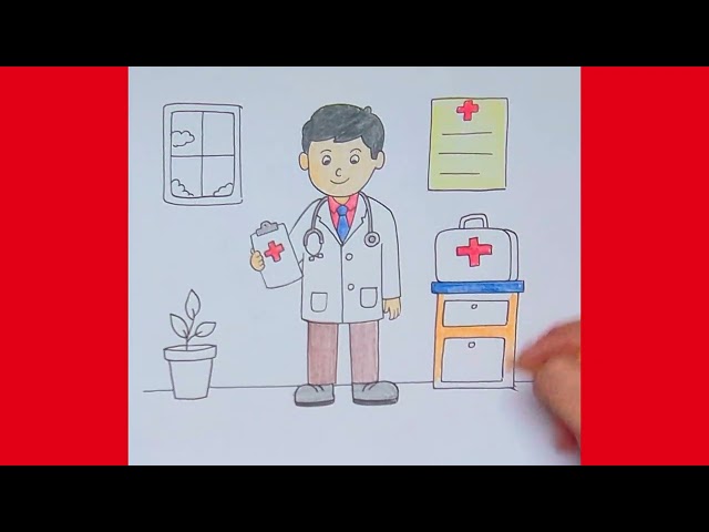 Easy Doctor Drawing at the Clinic 👩‍⚕️🏥 | Step-by-Step Drawing Tutorial for Kids
